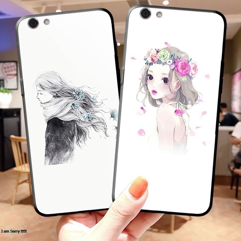 Ốp Lưng OPPO F1 F1S F3/F3plus F5 F7 F9 F11/F11 Pro mặt kính in hình Cô Gái Buồn - TIONE
