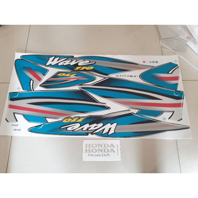 Bộ tem xe Wave thái 110 màu xanh đời 2001 hàng nhập thái xịn