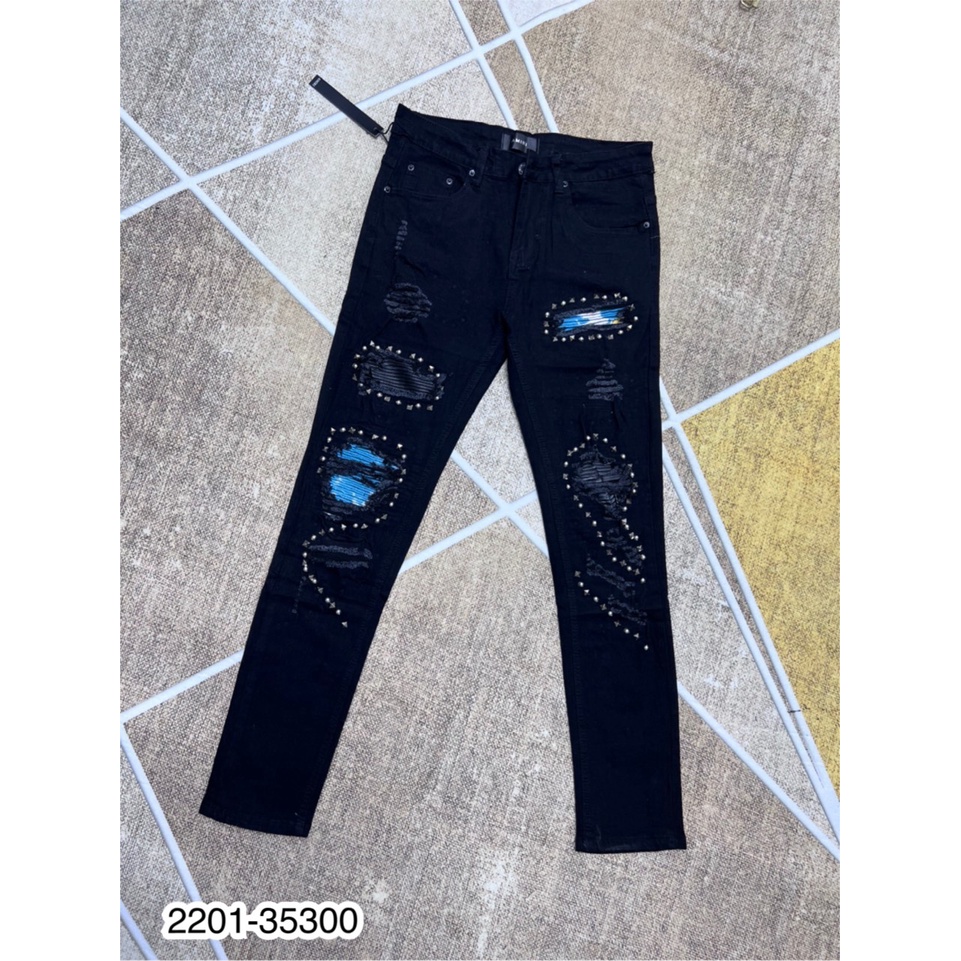 Quần Jean A.mi.ri nam rách đính đá - Quần Jean Nam Hàng cao cấp