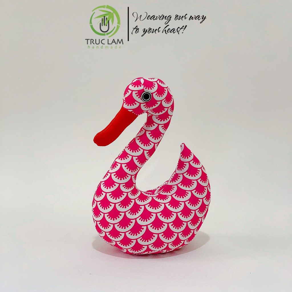 Đồ Chơi Cho Bé Thú Nhồi Bông Hình Con Thiên Nga Vải Hoa Bông Gòn Bông Sạch – Trúc Lâm Handmade