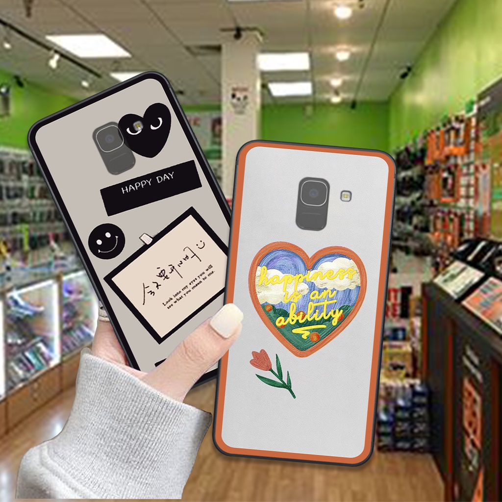 Ốp Samsung J6 2018 / J6 Plus / J8 / J6+ in hình trái tim caro đen trắng , hồng cute xinh xắn dễ thương