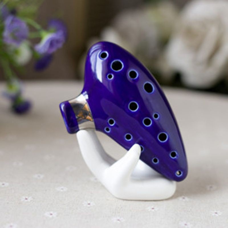 Giá Đỡ 6 / 12 Lỗ Cầm Tay Bằng Gốm Màu Trắng Cho Nhạc Cụ Ocarina