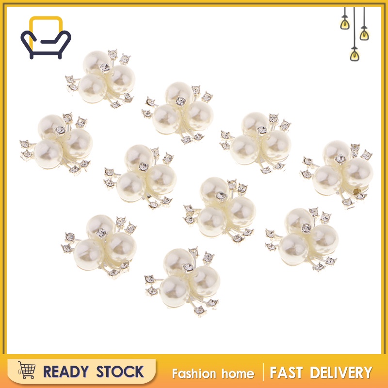 Set 10 Nút Đính Đá Ngọc Trai Diamante Cho Lễ Cưới