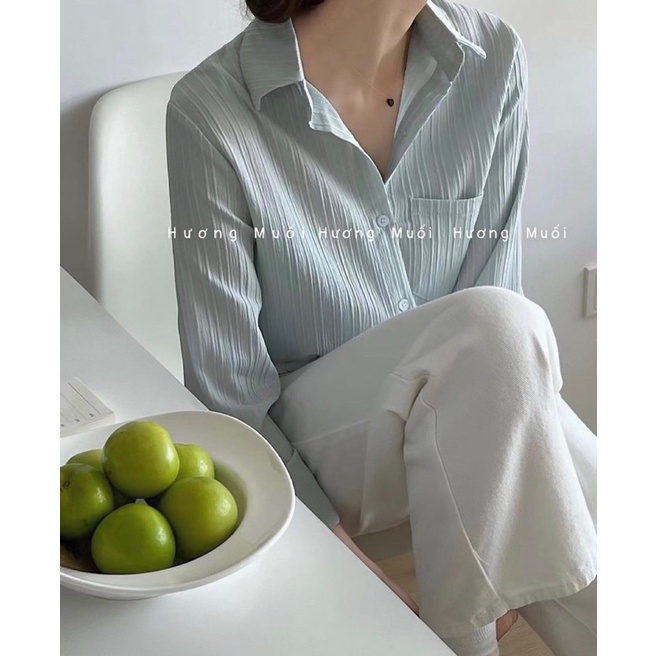 Áo sơ mi nhăn sọc - sơ mi basic