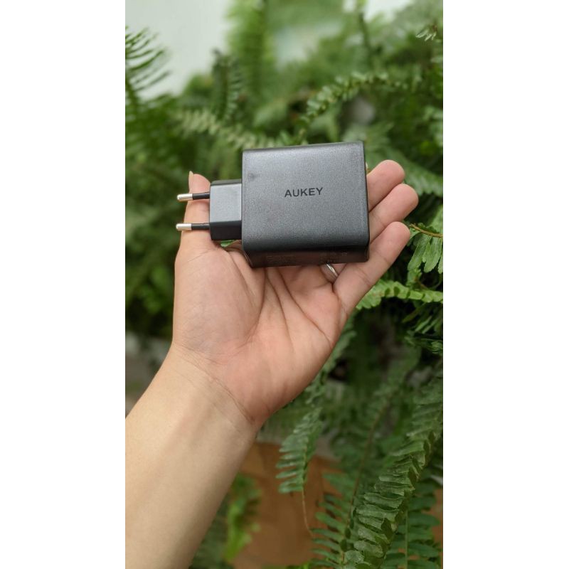 [No Box] Cốc Sạc nhanh 2 Cổng Aukey PA-Y11 công suất 48W ( USB-C PD 2.0 30W và USB-A Q.C 3.0 18W ) - Chính hãng