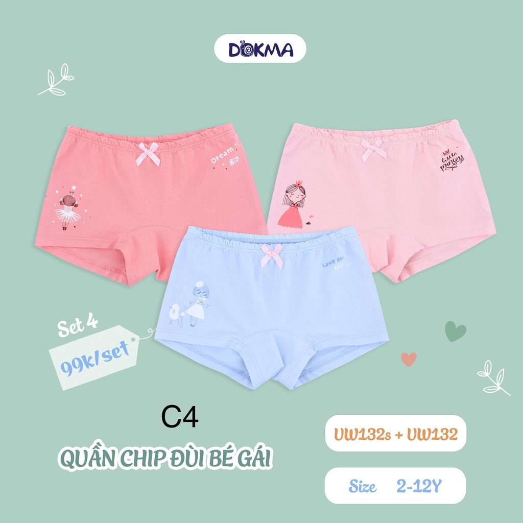 (2-12Y) Quần chip đùi cho bé gái (SET 3 CÁI) - DOKMA