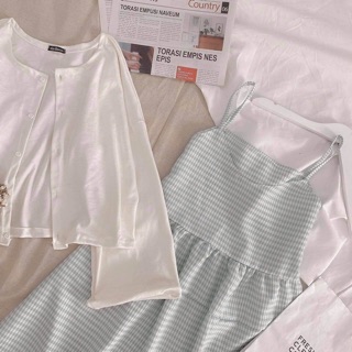 Set Áo Len+Đầm Caro mint(hàng số lượng ít)