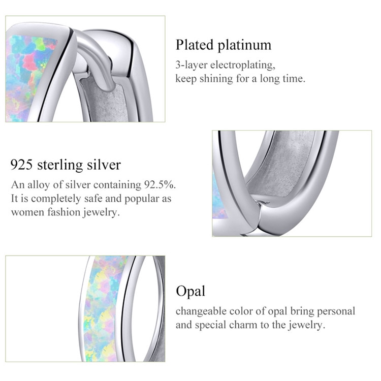 Khuyên tai Bamoer bằng bạc 925 dáng tròn thiết kế đơn giản thời trang sang trọng cho nữ