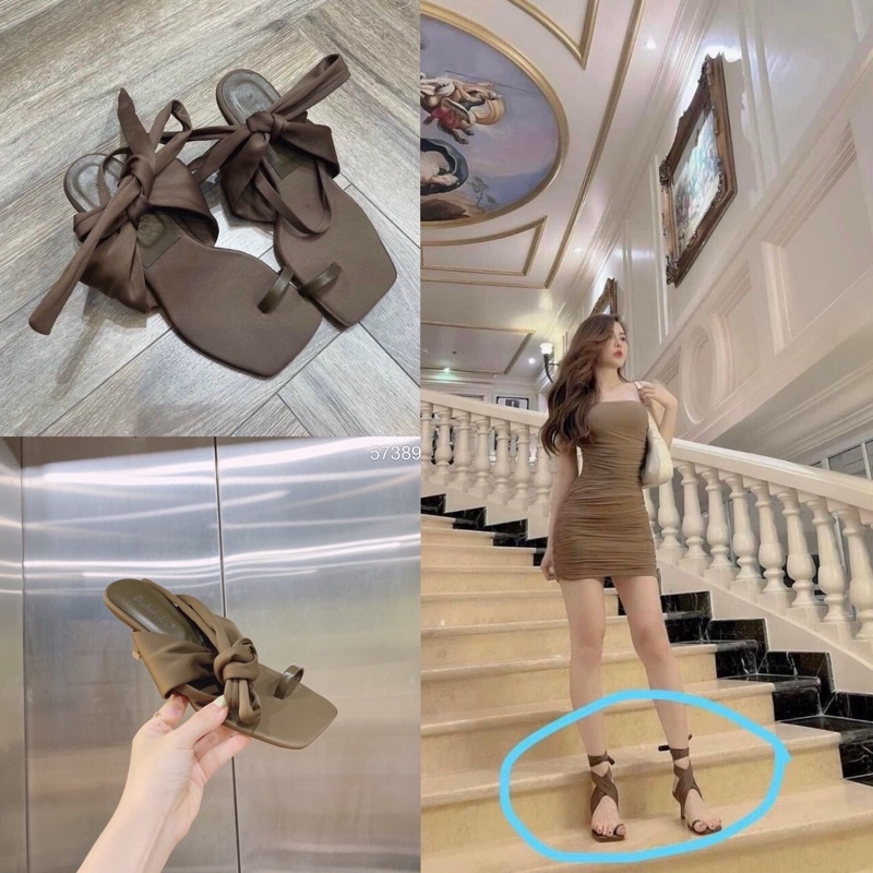 Sandal cột dây gót thấp fulbox
