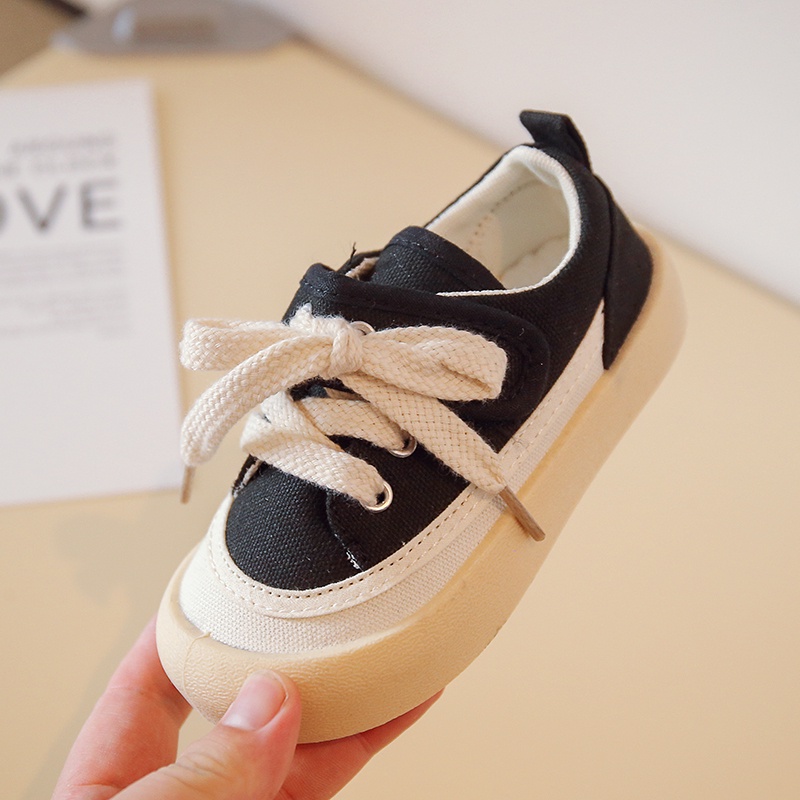 Giày Thể Thao Đế Mềm Chống Trượt Màu Trơn Cột Dây Thời Trang Cho Bé Trai Và Gái 2-12 Tuổi