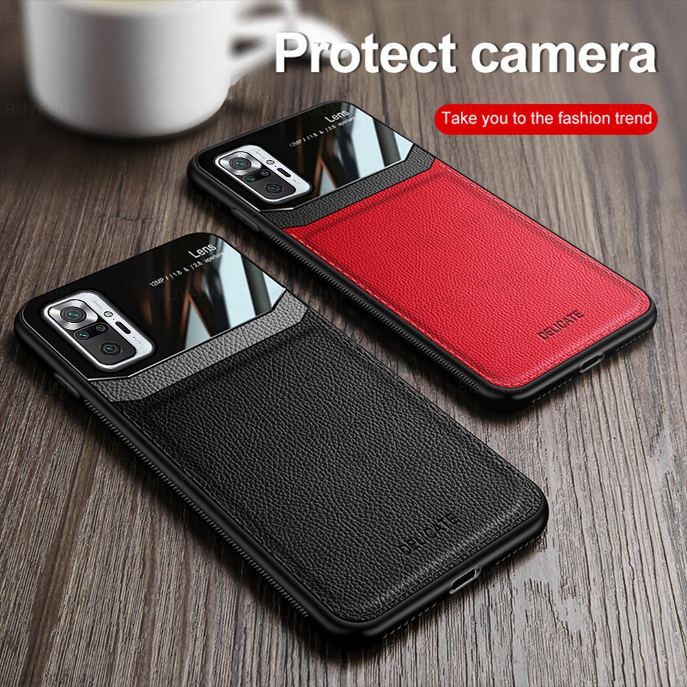 Ốp Điện Thoại Da Viền Silicon Tráng Gương Sang Trọng Cho xiaomi redmi note 10 pro redme red mi note10 not 10pro