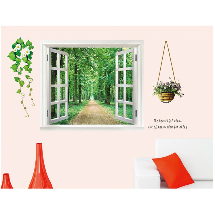 Decal cửa sổ con đường xanh 1 - DCS022