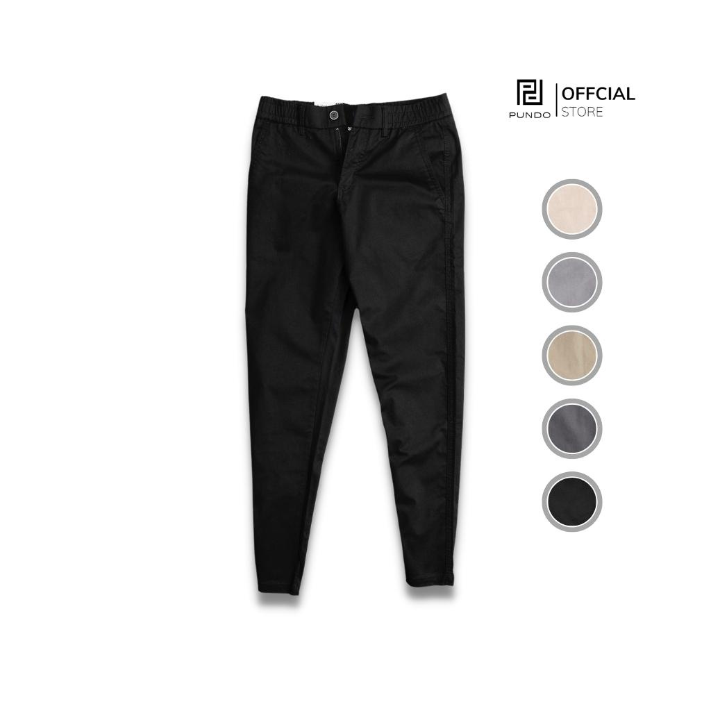 Quần kaki dài nam lưng thun PUNDO màu basic chất kaki mềm mịn QDPD048