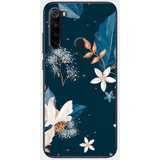 Ốp lưng Xiaomi Redmi Note 8, Redmi Note 8 Pro in hình Hoa trắng nền xanh