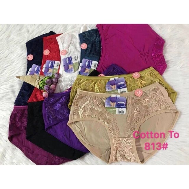 10 QUẦN LÓT COTTON PHỐI REN CAO CẤP SIZE TO 813