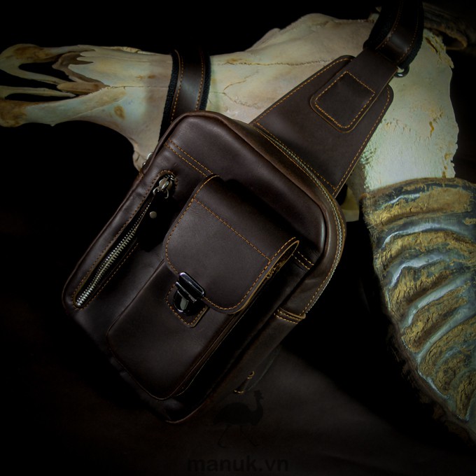 Túi chéo da bò thật, da bò sáp nhập khẩu cao cấp Pocket sling bag - Manuk vn Leather Design | BigBuy360 - bigbuy360.vn