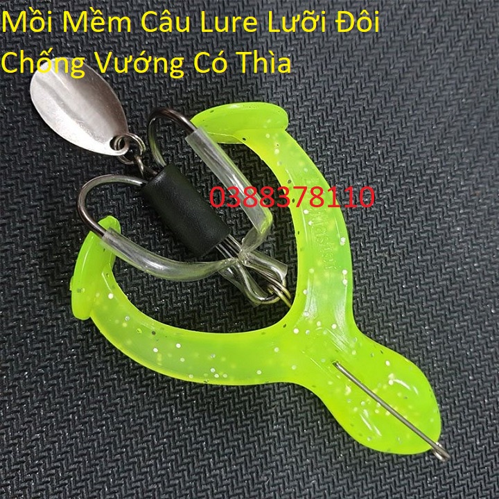 Mồi Mềm Câu Lure Lưỡi Đôi Chống Vướng Có Thìa