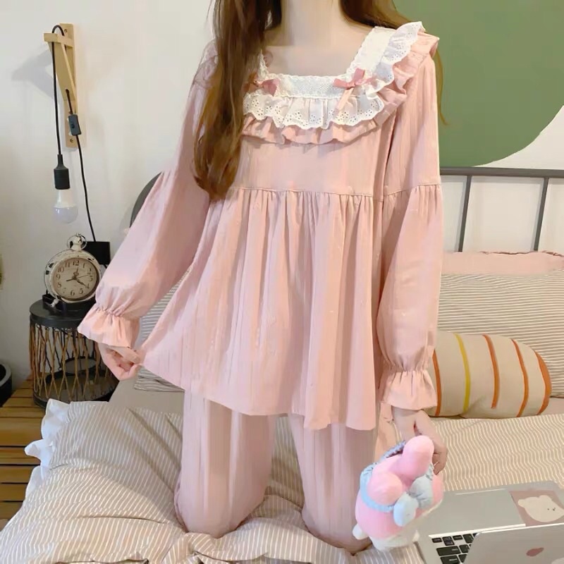 BỘ ĐỒ CÔNG CHÚA DÀI TAY HỒNG QCCC rẻ nhất shopee