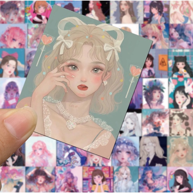Combo Sticker ANIME NỮ SINH KẸO NGỌT nhựa PVC không thấm nước, dán nón bảo hiểm, laptop, điện thoại, Vali, xe