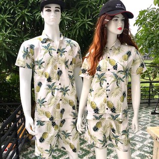 Quần Hawai, quần trái cây đi biển mẫu quả dứa, vải kate cotton thoáng mát