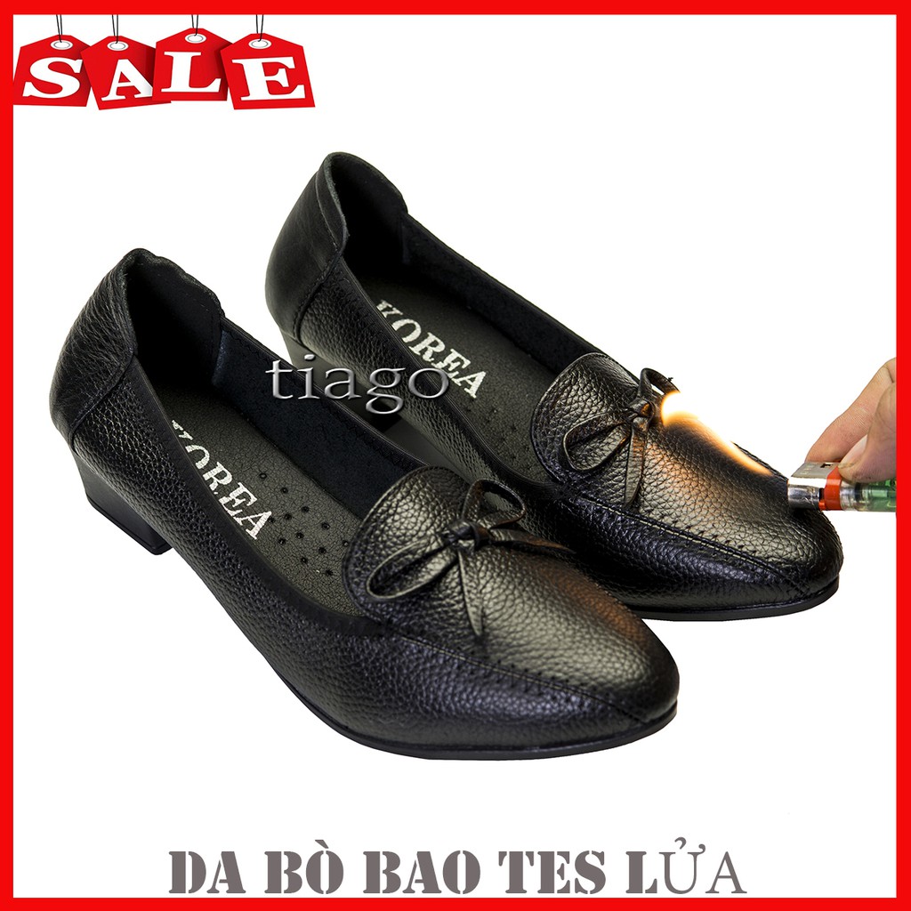 giày cao gót nữ da bò 6cm siêu mềm êm chân