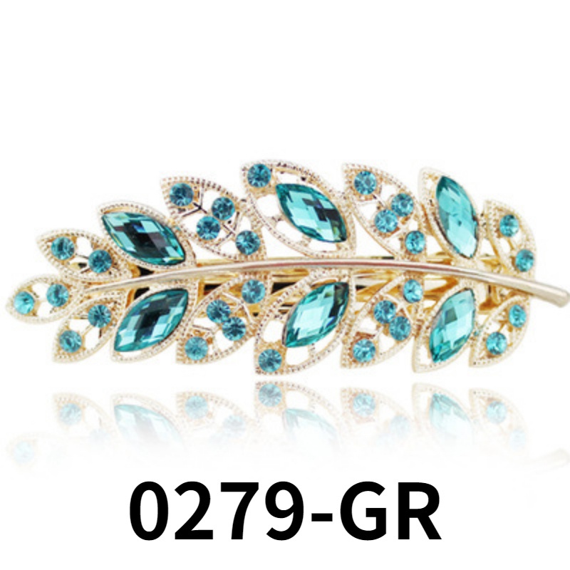 Kẹp Tóc Hợp Kim Hình Chiếc Lá Đính Đá 6 Màu Thời Trang Cho Nữ