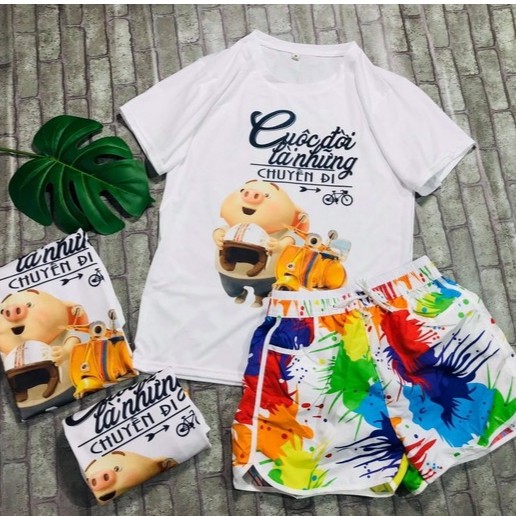 27. Quần đi biển, áo thun in theo yêu cầu