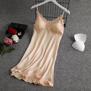 váy ngủ lụa satin hàng nhập cao cấp( có mút ngực) - đầm ngủ