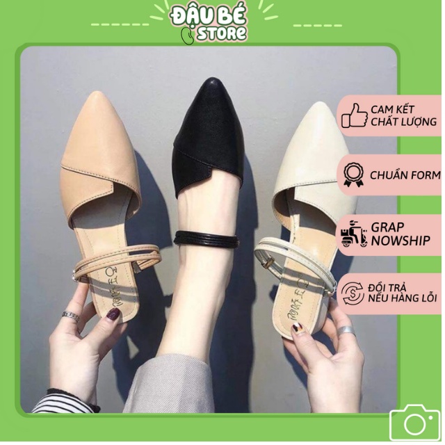 Giày Sục Nữ Quai Ngang Mũi Nhọn - Giày Sandal Búp Bê Dây Kép 3 trong 1 - DAUBE - G009