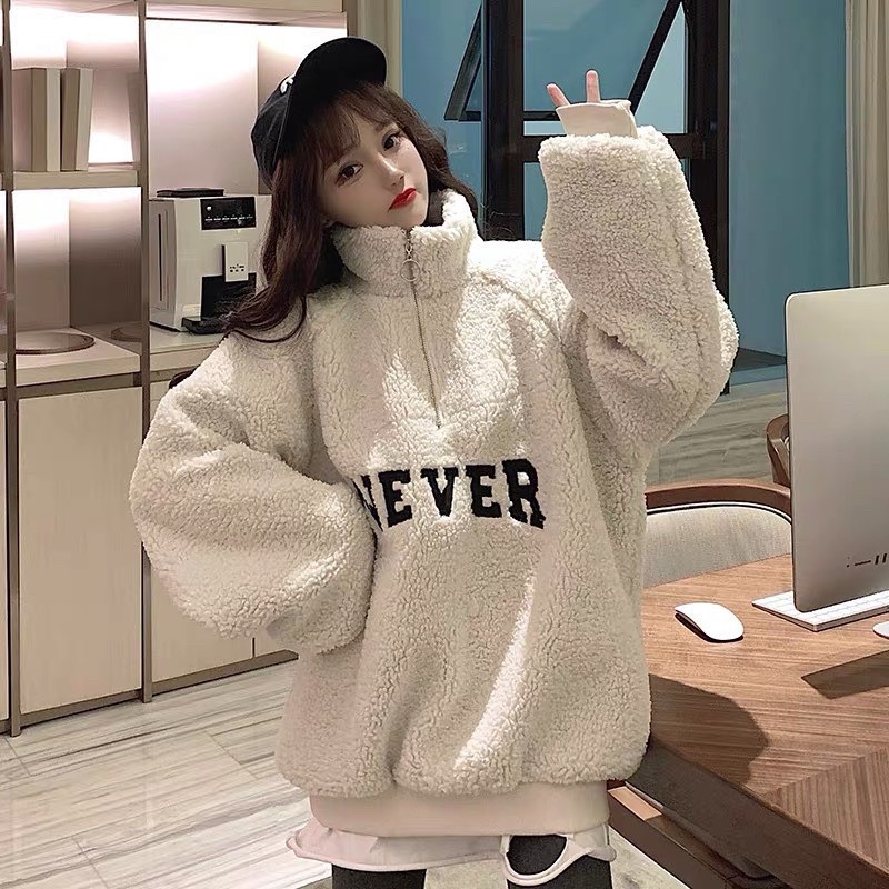 áo lông never cổ trụ kéo khoá/áo hoodie lông | BigBuy360 - bigbuy360.vn