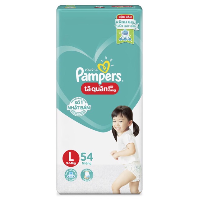 Tã bỉm quần pamper XL48/XXL44/L54/M60 mẫu mới giữ dáng gói cực đại