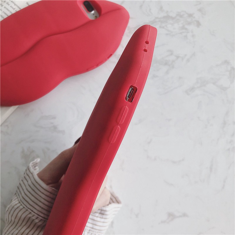 Ốp điện thoại silicon hình đôi môi đỏ 3D gợi cảm cho IPHONE X XS MAX XR 6 6S 7 8 PLUS 11 PRO MAX