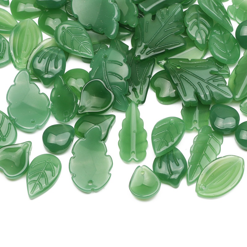 Set 20 Phụ Kiện Làm Trang Sức Thủ Công Hình Oval/Trái Tim/Lá/Mặt Kính/Vòng Hoa