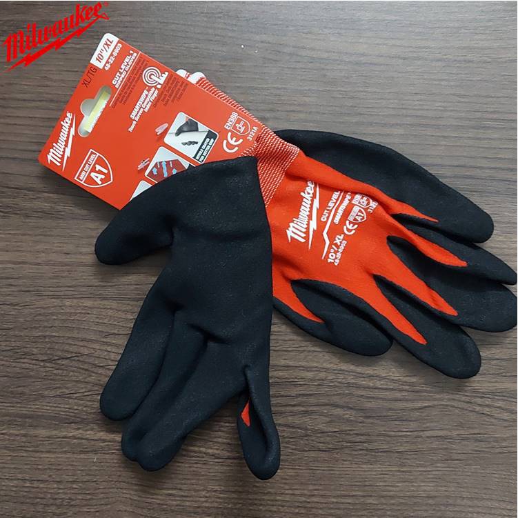 Găng tay chống cắt, bảo hộ lao động level 1 Milwaukee 48-22-8902. Bao tay chống cắt level 1 an toàn khi lao động. 2 màu