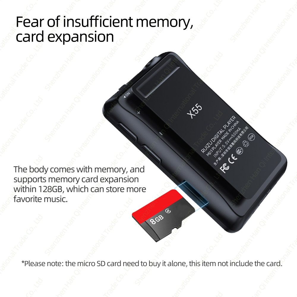 Máy nghe nhạc MP3 FAAEAL RUIZU X55 kết nối Bluetooth hỗ trợ đài FM với phụ kiện tùy chọn