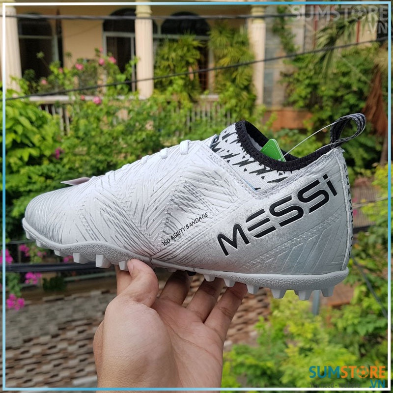 Giày bóng đá Messi cổ cao bạc cao cấp