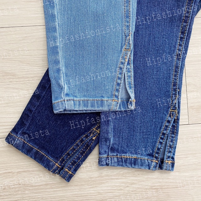 Quần jean skinny nữ 9 tấc xẻ lai lưng cao ngang rốn chất jean dày dặn co giãn thoải mái (Hình thật)