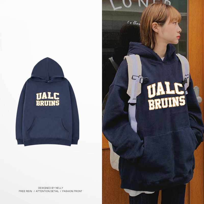 Áo hoodie Nelly lót lông in hình "UALC BRUINS" áo nỉ