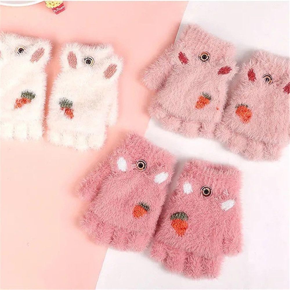 Găng Tay Giữ Ấm Hình Củ Cà Rốt Hoạt Hình MIHAN1 Cho Bé 3-7 Tuổi