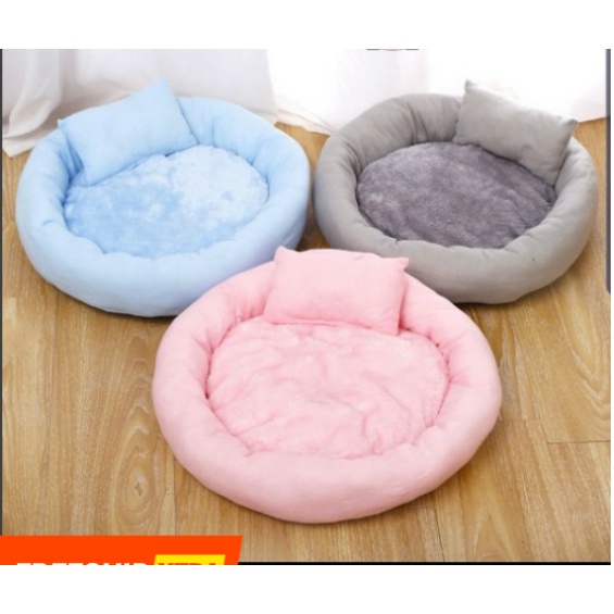 nệm tròn cho chó mèo size 45kg chó to kèm gối nằm (m tròn nhung)