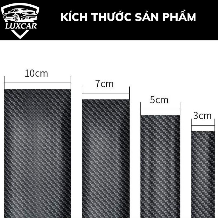 Nẹp dán cao su da vân carbon cao cấp LUXCAR chống trầy xước,làm đẹp xe ô tô