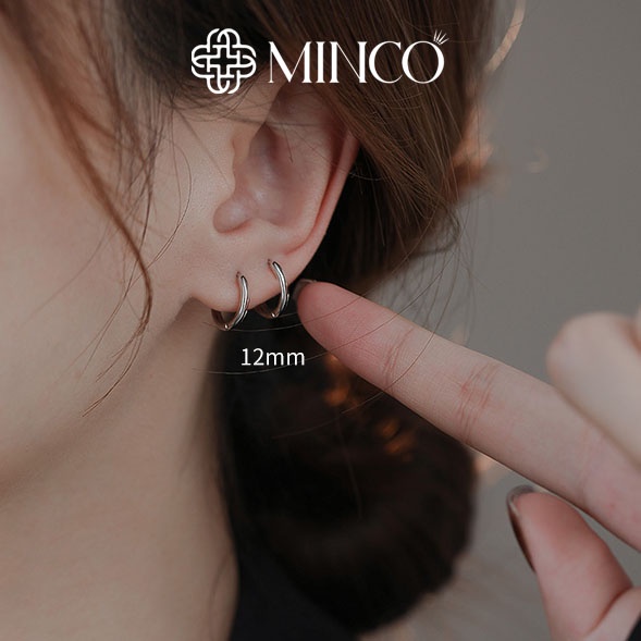 Bông tai nữ dáng tròn thiết kế unisex đơn giản Minco Accessories phong cách Hàn Quốc dành cho cả nam nữ  BT12-C