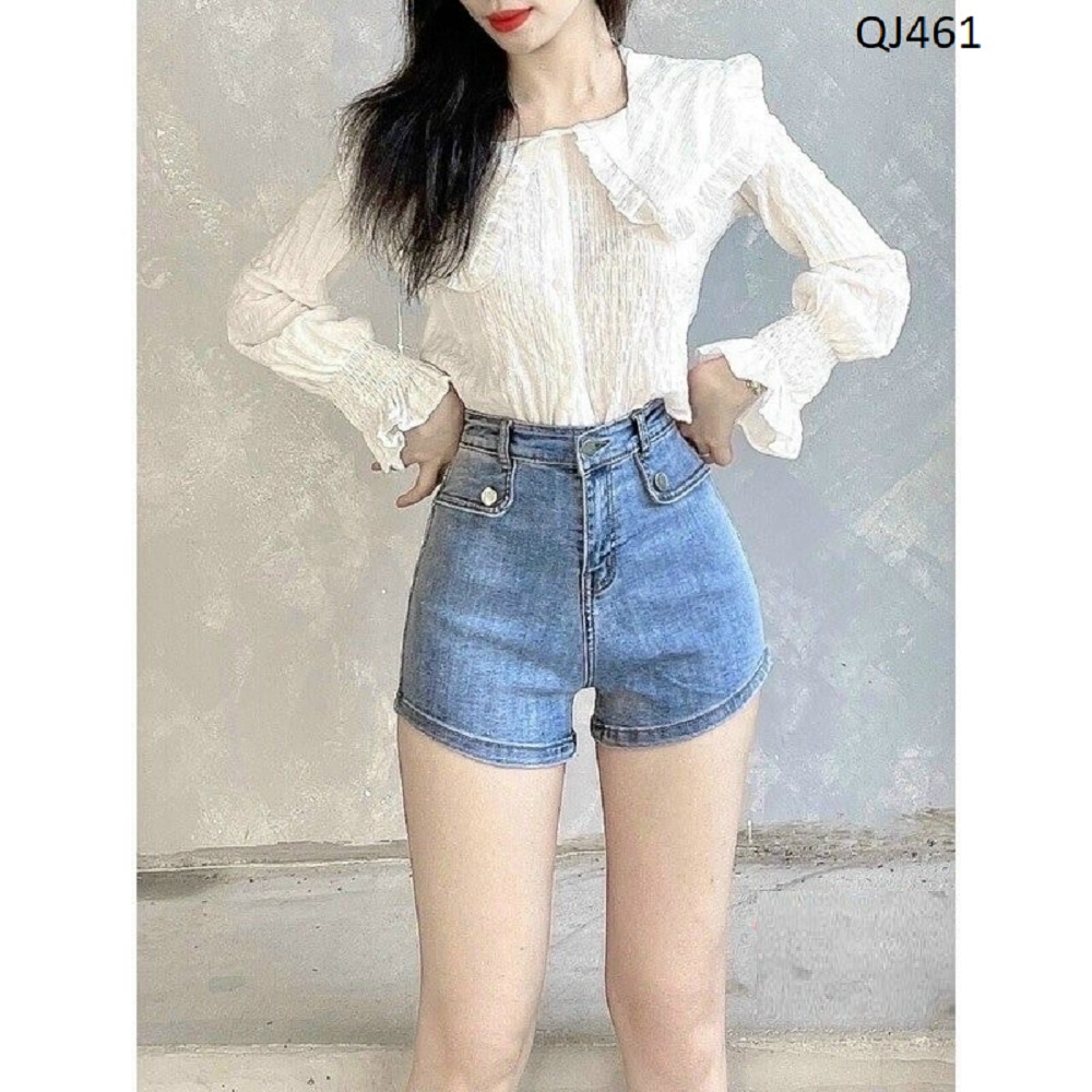 Quần đùi jeans nữ co giãn ôm dáng QJ461