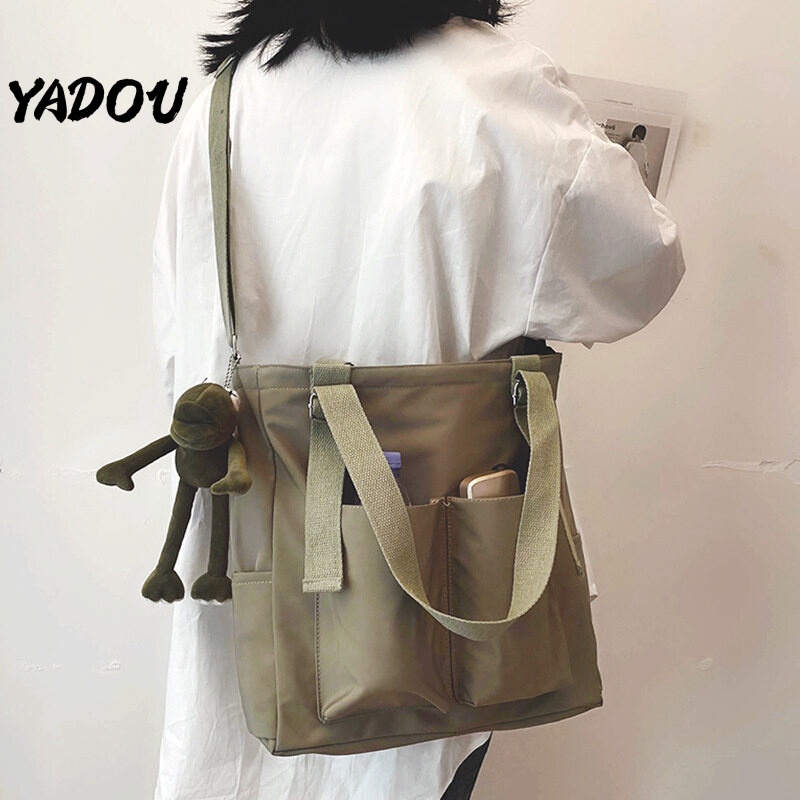 Túi đeo chéo YADOU vải canvas màu trơn đa năng thời trang Hàn Quốc
