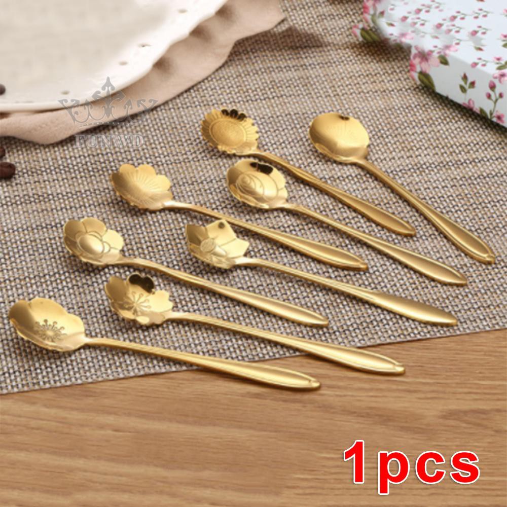 Muỗng Cà Phê Hình Hoa Bằng Thép Không Gỉ Kích Thước 12.5x2.8cm