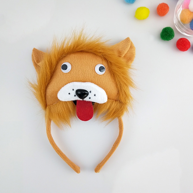 Băng Đô Cài Tóc Vải Lông Hình Sư Tử Hoạt Hình Thời Trang Đường Phố Tập Trung