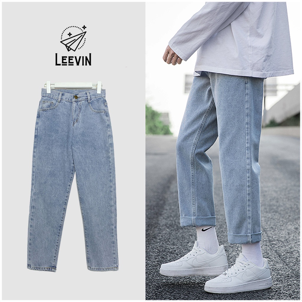 Quần Jean Nam Baggy Ống Suông Unisex phong cách SIMPLE Kiểu quần bò nam form suông rộng jeans Leevin Store - J1014 | BigBuy360 - bigbuy360.vn