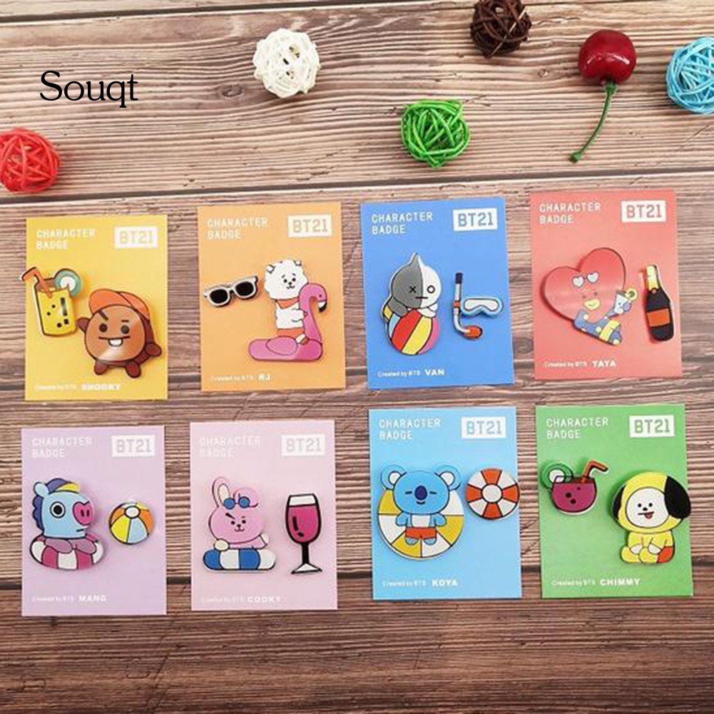 Bộ 2 trâm cài hình hoạt hình xinh xắn BT21 BTS