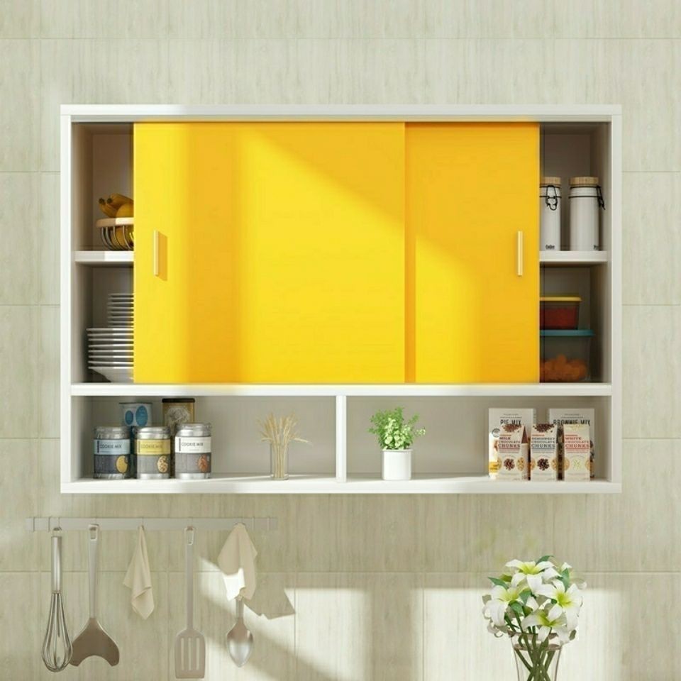 Tủ lưu trữ tường bếp treo ban công gỗ rắn nhỏ nhà tùy chỉnh cửa trượt | BigBuy360 - bigbuy360.vn