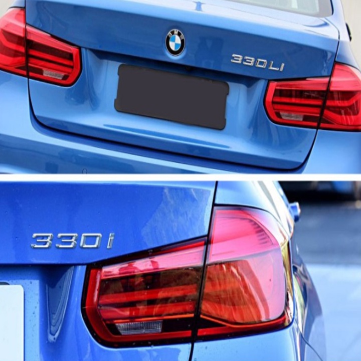 Decal tem chữ 330i và 320i dán đuôi xe ô tô BMW, chất liệu hợp kim inox